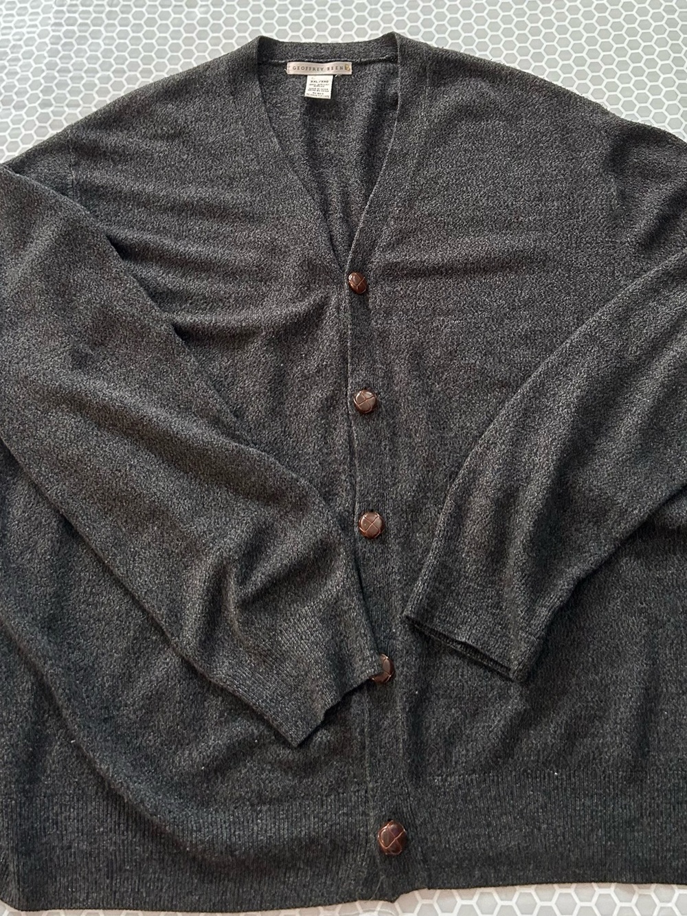 Geoffrey Beene Charcoal V-Neck Button Cardigan Sweater. Size XXL